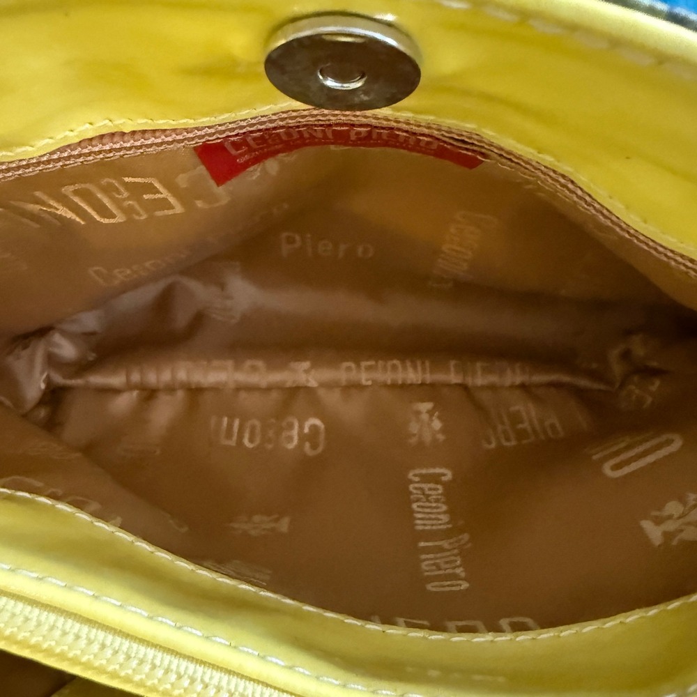 Cecconi Piero Italian Floral Leather Handbag Yellow Purple White Mini Tote Bag - Picture 9 of 15
